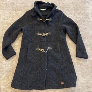 Woolrich Womens Wool Blend Toggle Coat Hooded Mid Length Charcoal Gray S